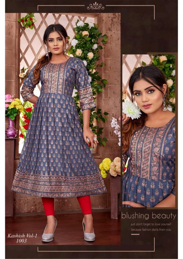 Kashish Vol 1 Ethnic Wear Long rayon Anarkali Kurti Collection